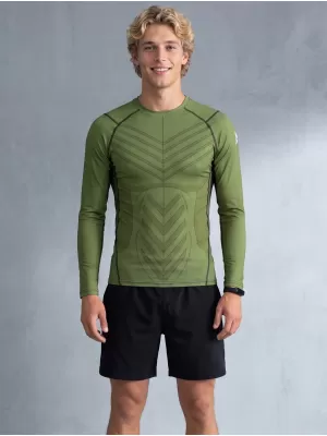 Tricou de compresie funcțională pentru bărbați cu premium cu mânecă lungă ALTISPORT VOJ/ALM095TR03 VERDE