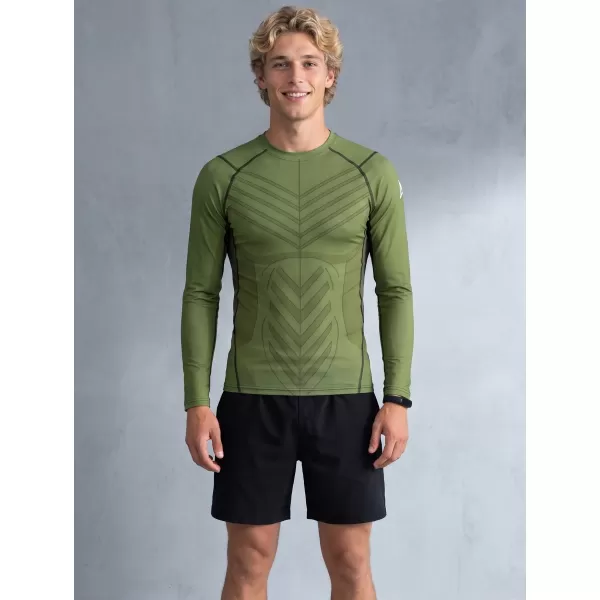  Tricou de compresie funcțională pentru bărbați cu premium cu mânecă lungă ALTISPORT VOJ/ALM095TR03 VERDE 