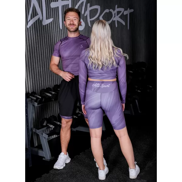  Tricou de compresie funcțională pentru bărbați cu premiu cu mânecă scurtă ALTISPORT VOJ/ALM072TR04 VIOLET 