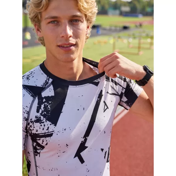  Tricou de compresie funcțională pentru bărbați cu premiu cu mânecă scurtă ALTISPORT VOJ/ALM079TR04 NEGRU -GRAY 