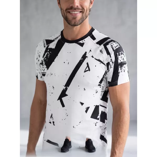  Tricou de compresie funcțională pentru bărbați cu premiu cu mânecă scurtă ALTISPORT VOJ/ALM079TR04 ALB -ȘI -BLACK 