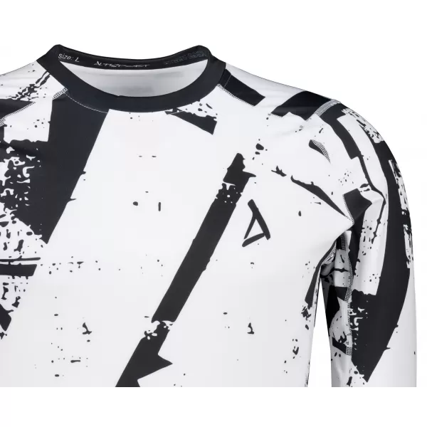  Tricou de compresie funcțională pentru bărbați cu premium cu mânecă lungă ALTISPORT VOJ/ALM079TR03 ALB -ȘI -BLACK 