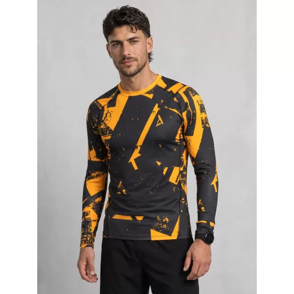  Tricou de compresie funcțională pentru bărbați cu premium cu mânecă lungă ALTISPORT VOJ/ALM079TR03 NEGRU -YELLOW 