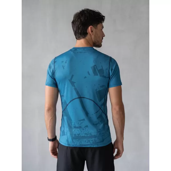  Tricou de compresie funcțională pentru bărbați cu premiu cu mânecă scurtă ALTISPORT VOJ/ALM079TR04 ALBASTRU 