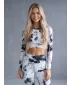 Top funcțional pentru femei cu mâneci lungi premium ALTISPORT VOJ/ALW066TR04 ALB -ȘI -BLACK