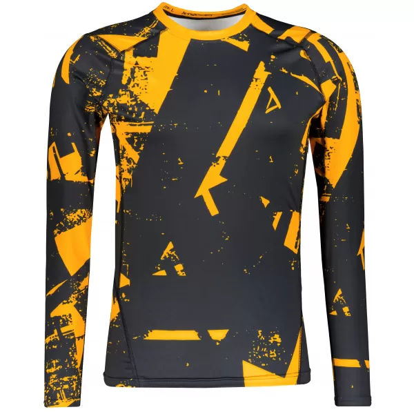  Tricou de compresie funcțională pentru bărbați cu premium cu mânecă lungă ALTISPORT VOJ/ALM079TR03 NEGRU -YELLOW 