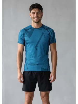 Tricou de compresie funcțională pentru bărbați cu premiu cu mânecă scurtă ALTISPORT VOJ/ALM079TR04 ALBASTRU
