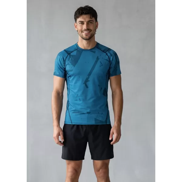  Tricou de compresie funcțională pentru bărbați cu premiu cu mânecă scurtă ALTISPORT VOJ/ALM079TR04 ALBASTRU 