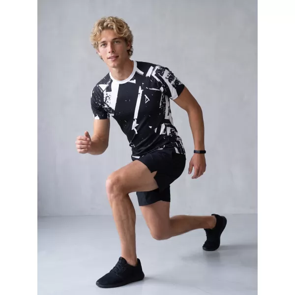  Tricou de compresie funcțională pentru bărbați cu premiu cu mânecă scurtă ALTISPORT VOJ/ALM079TR04 ALB -NEGRU 