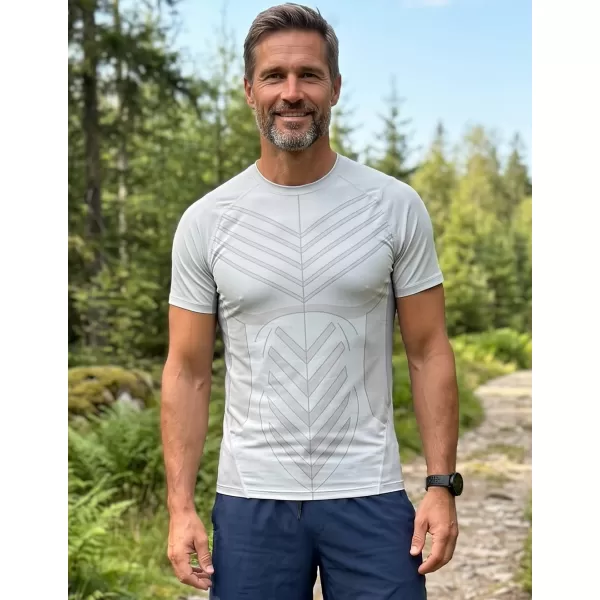  Tricou de compresie funcțională pentru bărbați cu premiu cu mânecă scurtă ALTISPORT VOJ/ALM095TR04 GRI 