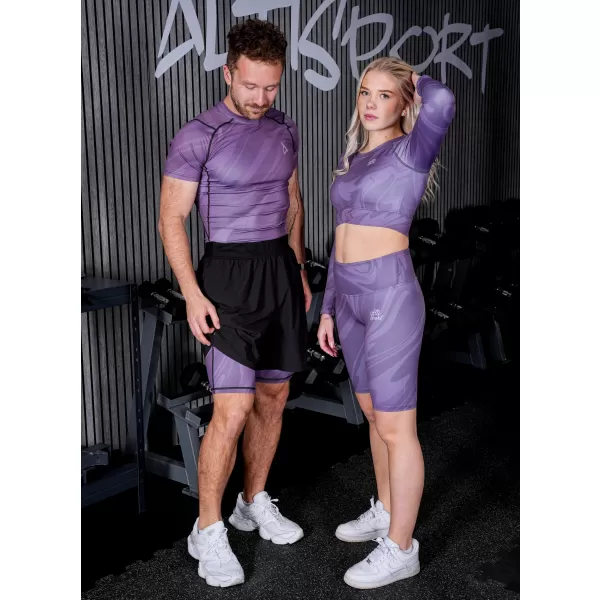  Tricou de compresie funcțională pentru bărbați cu premiu cu mânecă scurtă ALTISPORT VOJ/ALM072TR04 VIOLET 