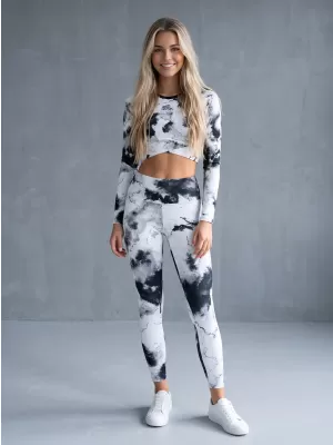 Top funcțional pentru femei cu mâneci lungi premium ALTISPORT VOJ/ALW066TR04 ALB -ȘI -BLACK