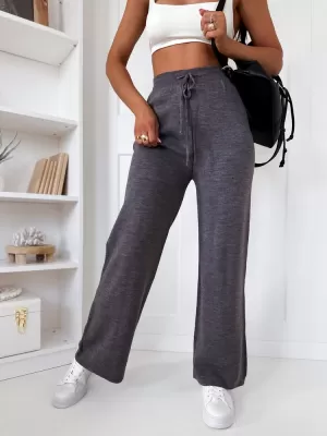 Pantalonii pentru doamne DSTREET LAKELIFE UY1687 GRI ÎNCHIS
