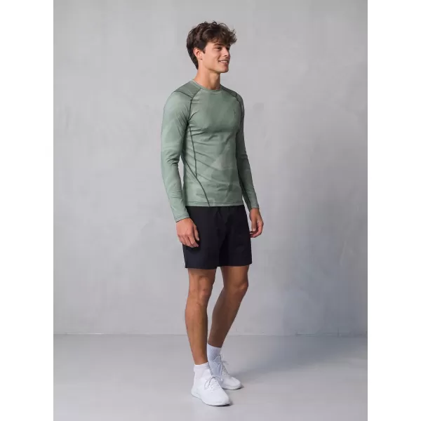  Tricou de compresie funcțională pentru bărbați cu premium cu mânecă lungă ALTISPORT VOJ/ALM072TR03 VERDE 