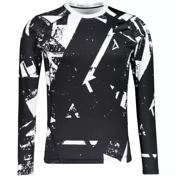  Tricou de compresie funcțională pentru bărbați cu premium cu mânecă lungă ALTISPORT VOJ/ALM079TR03 ALB -NEGRU 