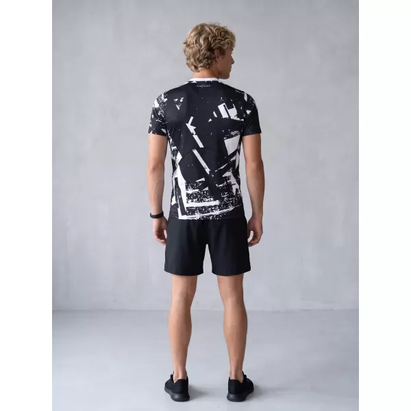  Tricou de compresie funcțională pentru bărbați cu premiu cu mânecă scurtă ALTISPORT VOJ/ALM079TR04 ALB -NEGRU 