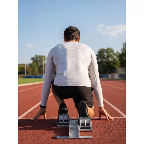  Tricou de compresie funcțională pentru bărbați cu premium cu mânecă lungă ALTISPORT VOJ/ALM095TR03 GRI 