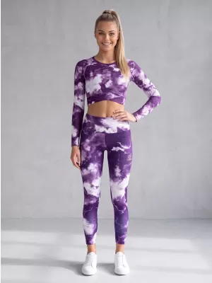 Top funcțional pentru femei cu mâneci lungi premium ALTISPORT VOJ/ALW066TR04 ALB -VIOLET