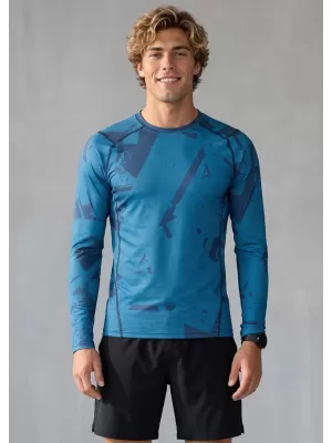 Tricou de compresie funcțională pentru bărbați cu premium cu mânecă lungă ALTISPORT VOJ/ALM079TR03 ALBASTRU
