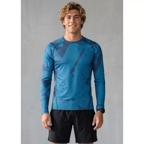  Tricou de compresie funcțională pentru bărbați cu premium cu mânecă lungă ALTISPORT VOJ/ALM079TR03 ALBASTRU 