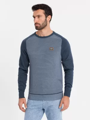 Pulover pentru bărbați OMBRE OM-SWSW-0121 ALBASTRU MARIN