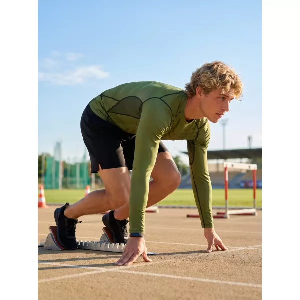  Tricou de compresie funcțională pentru bărbați cu premium cu mânecă lungă ALTISPORT VOJ/ALM095TR03 VERDE 