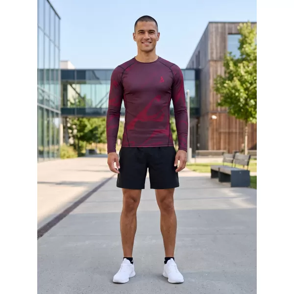  Tricou de compresie funcțională pentru bărbați cu premium cu mânecă lungă ALTISPORT VOJ/ALM072TR03 VIN ROȘU 