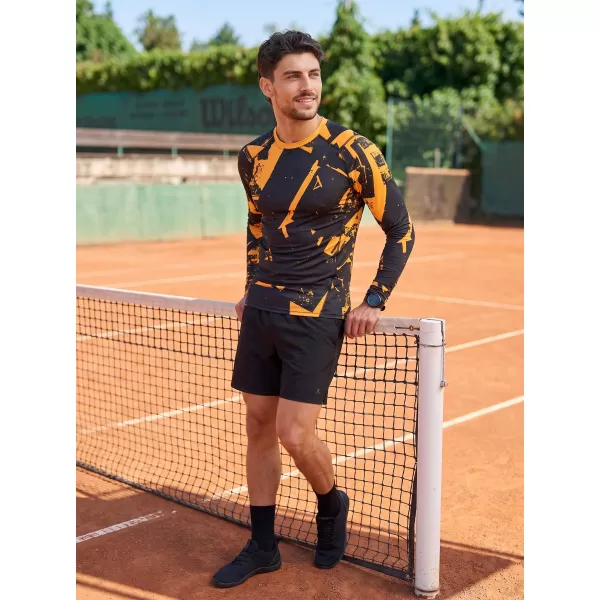  Tricou de compresie funcțională pentru bărbați cu premium cu mânecă lungă ALTISPORT VOJ/ALM079TR03 NEGRU -YELLOW 