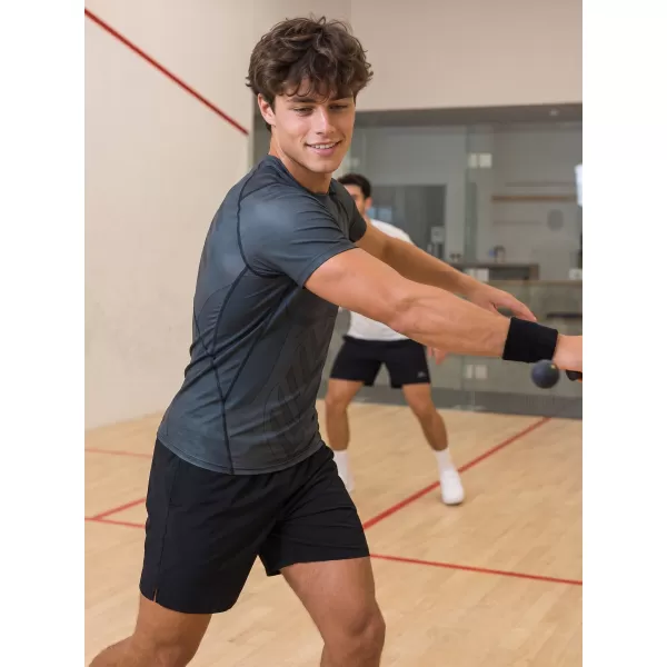  Tricou de compresie funcțională pentru bărbați cu premiu cu mânecă scurtă ALTISPORT VOJ/ALM095TR04 NEGRU 