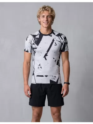 Tricou de compresie funcțională pentru bărbați cu premiu cu mânecă scurtă ALTISPORT VOJ/ALM079TR04 NEGRU -GRAY
