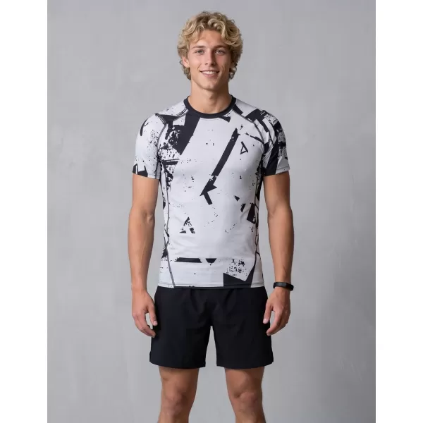  Tricou de compresie funcțională pentru bărbați cu premiu cu mânecă scurtă ALTISPORT VOJ/ALM079TR04 NEGRU -GRAY 