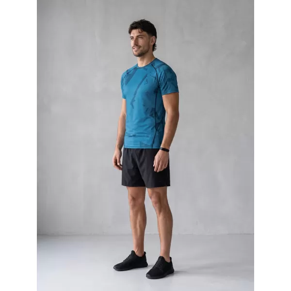  Tricou de compresie funcțională pentru bărbați cu premiu cu mânecă scurtă ALTISPORT VOJ/ALM079TR04 ALBASTRU 