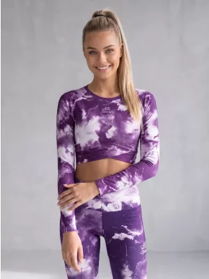 Top funcțional pentru femei cu mâneci lungi premium ALTISPORT VOJ/ALW066TR04 ALB -VIOLET