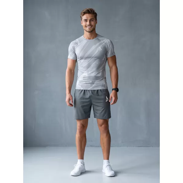  Tricou de compresie funcțională pentru bărbați cu premiu cu mânecă scurtă ALTISPORT VOJ/ALM072TR04 GRI 
