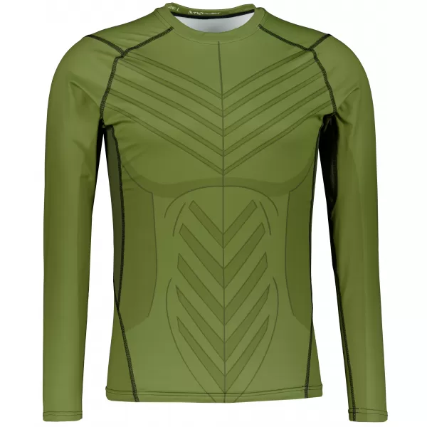  Tricou de compresie funcțională pentru bărbați cu premium cu mânecă lungă ALTISPORT VOJ/ALM095TR03 VERDE 