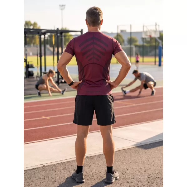  Tricou de compresie funcțională pentru bărbați cu premiu cu mânecă scurtă ALTISPORT VOJ/ALM095TR04 VIN ROȘU 