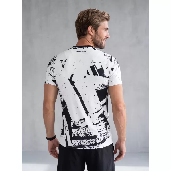  Tricou de compresie funcțională pentru bărbați cu premiu cu mânecă scurtă ALTISPORT VOJ/ALM079TR04 ALB -ȘI -BLACK 