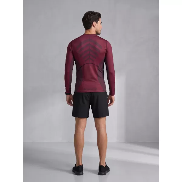  Tricou de compresie funcțională pentru bărbați cu premium cu mânecă lungă ALTISPORT VOJ/ALM095TR03 VIN ROȘU 