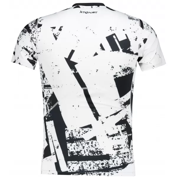 Tricou de compresie funcțională pentru bărbați cu premiu cu mânecă scurtă ALTISPORT VOJ/ALM079TR04 ALB -ȘI -BLACK 
