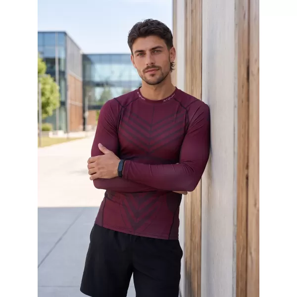  Tricou de compresie funcțională pentru bărbați cu premium cu mânecă lungă ALTISPORT VOJ/ALM095TR03 VIN ROȘU 