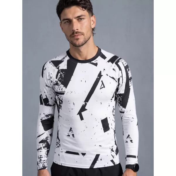  Tricou de compresie funcțională pentru bărbați cu premium cu mânecă lungă ALTISPORT VOJ/ALM079TR03 ALB -ȘI -BLACK 