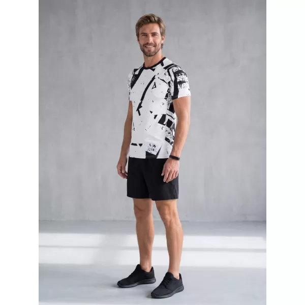 Tricou de compresie funcțională pentru bărbați cu premiu cu mânecă scurtă ALTISPORT VOJ/ALM079TR04 ALB -ȘI -BLACK 