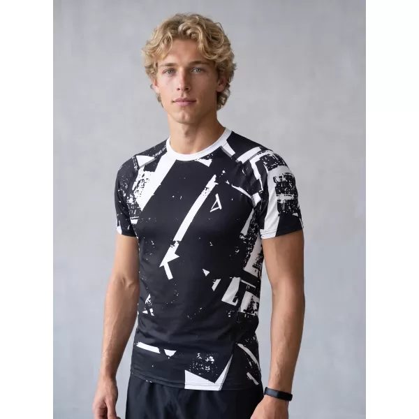  Tricou de compresie funcțională pentru bărbați cu premiu cu mânecă scurtă ALTISPORT VOJ/ALM079TR04 ALB -NEGRU 