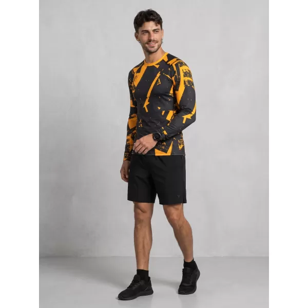  Tricou de compresie funcțională pentru bărbați cu premium cu mânecă lungă ALTISPORT VOJ/ALM079TR03 NEGRU -YELLOW 