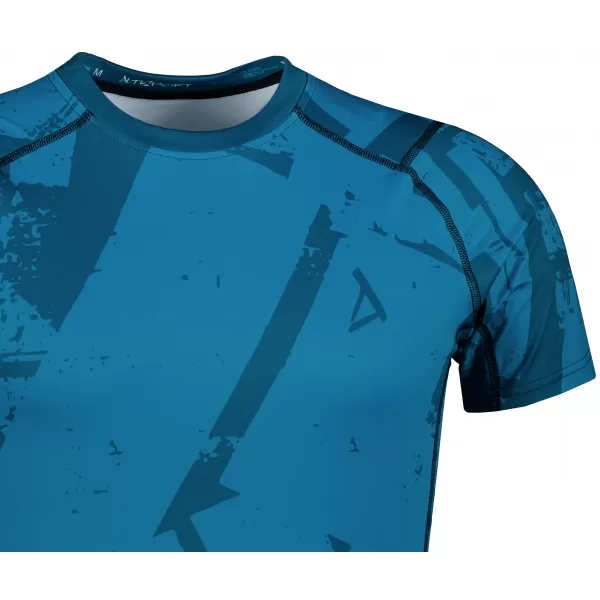  Tricou de compresie funcțională pentru bărbați cu premiu cu mânecă scurtă ALTISPORT VOJ/ALM079TR04 ALBASTRU 