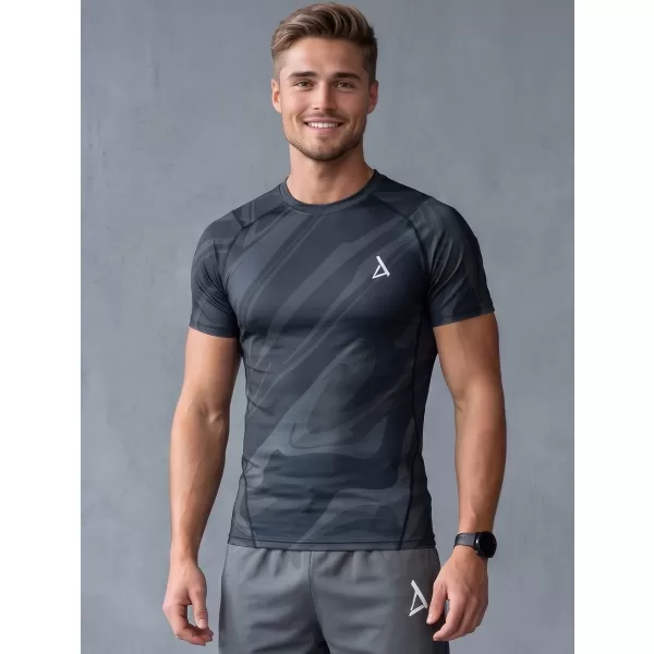  Tricou de compresie funcțională pentru bărbați cu premiu cu mânecă scurtă ALTISPORT VOJ/ALM072TR04 NEGRU 