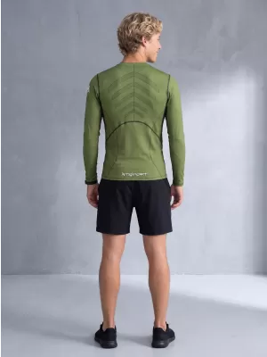 Tricou de compresie funcțională pentru bărbați cu premium cu mânecă lungă ALTISPORT VOJ/ALM095TR03 VERDE