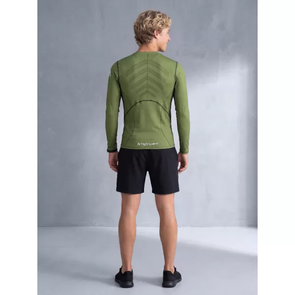 Tricou de compresie funcțională pentru bărbați cu premium cu mânecă lungă ALTISPORT VOJ/ALM095TR03 VERDE 