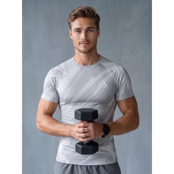  Tricou de compresie funcțională pentru bărbați cu premiu cu mânecă scurtă ALTISPORT VOJ/ALM072TR04 GRI 