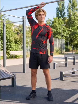 Tricou de compresie funcțională pentru bărbați cu premium cu mânecă lungă ALTISPORT VOJ/ALM079TR03 NEGRU -D